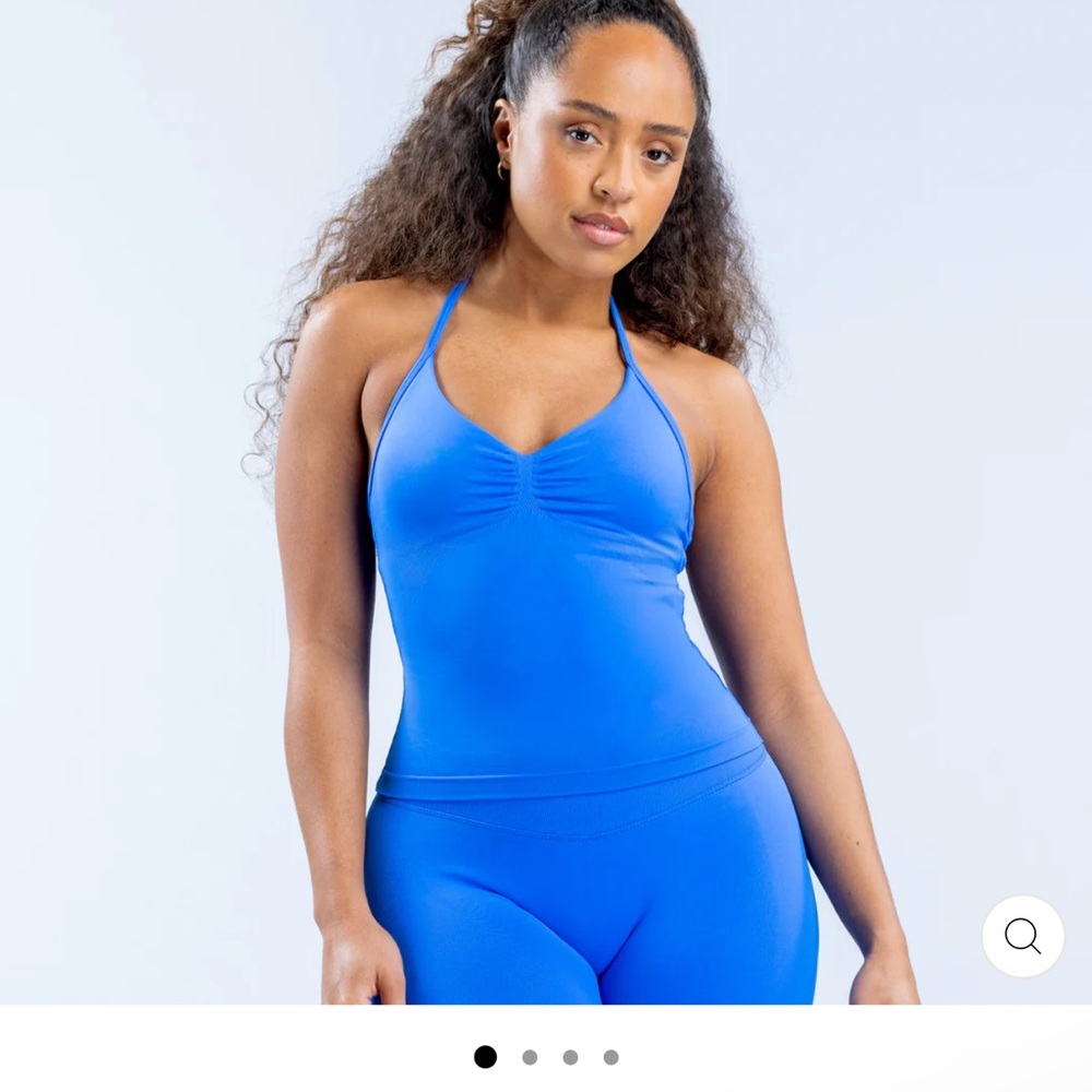 Electric Blue Halter Top DFYNE impact longline strappy top size Medium